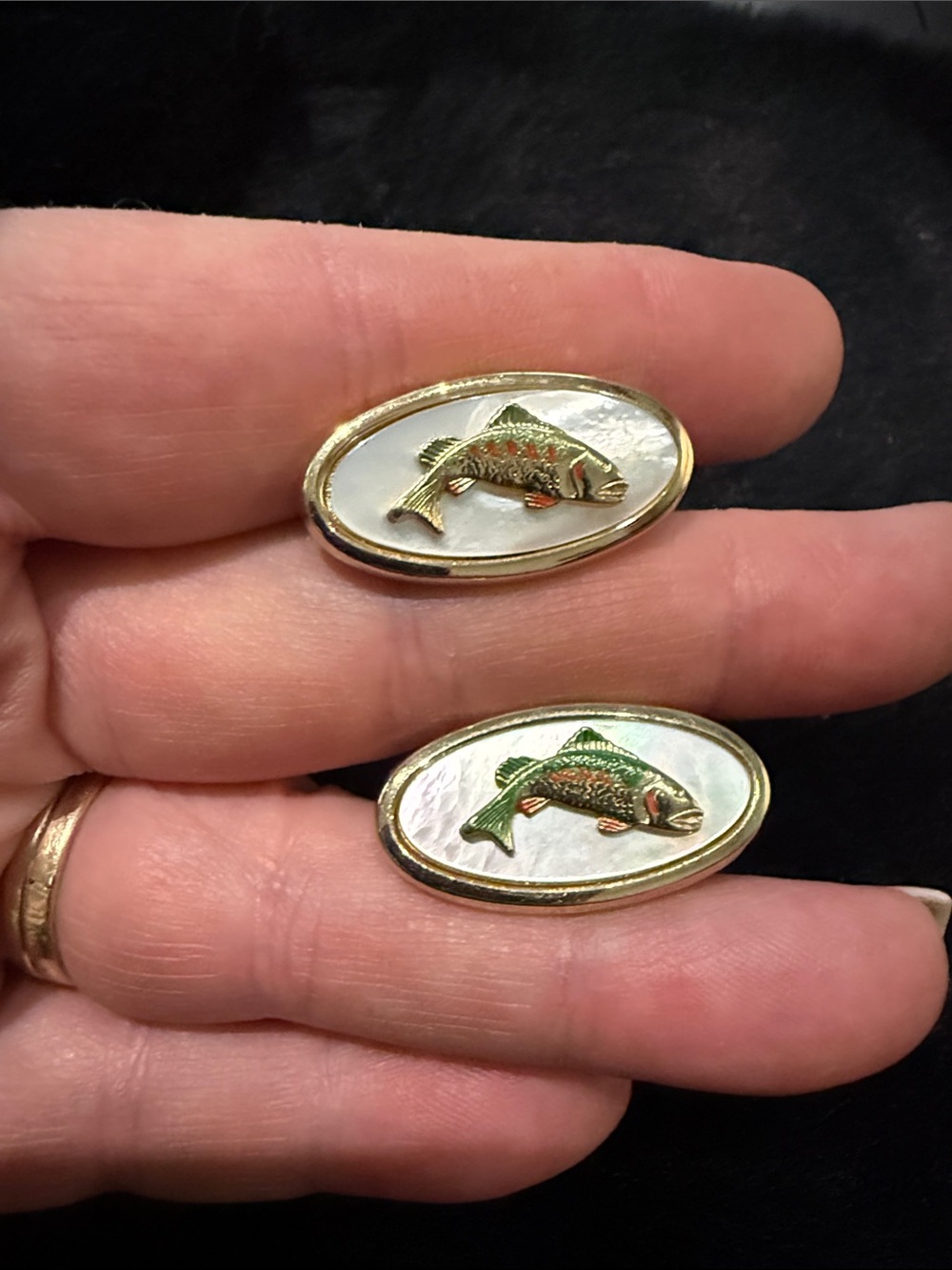 1950's Vintage Fishing Cufflinks Signed Anson